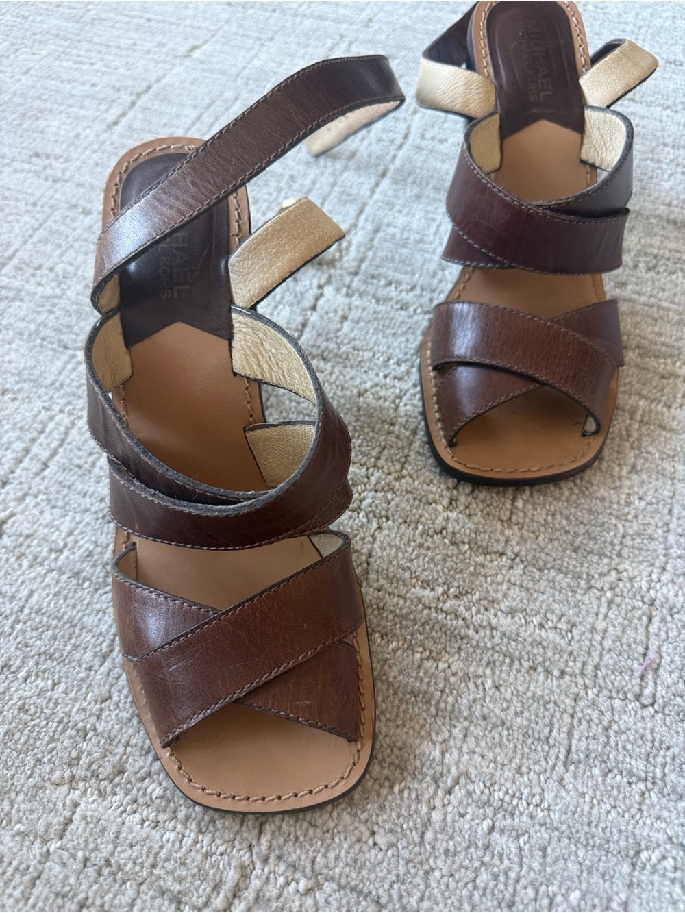MICHAEL by MICHAEL KORS Brown Leather Strappy Sandals